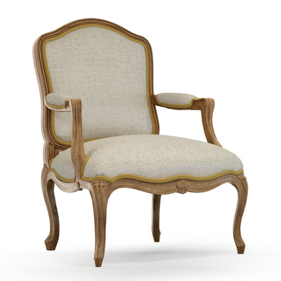 Figeac Fauteuil tapissé patine Brienne couleur Chiné beige Pierre vue 3/4