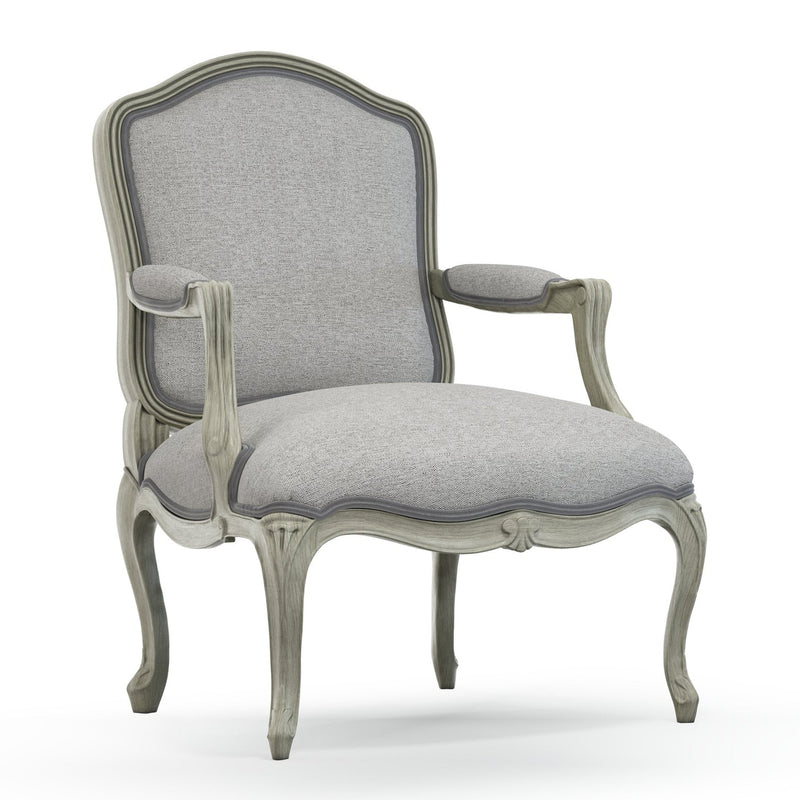 Figeac Fauteuil tapissé patine Trianon couleur Chiné Gris perle vue 3/4