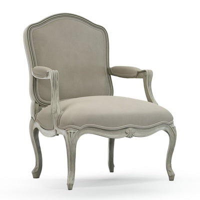 Figeac Fauteuil tapissé patine Trianon couleur Velours beige Pierre vue 3/4