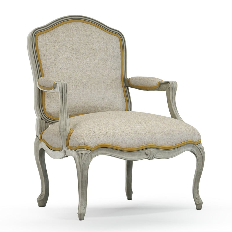 Figeac Fauteuil tapissé patine Trianon couleur Chiné beige Pierre vue 3/4