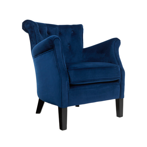 Juliette Fauteuil capitonné coloris Bleu vue 3/4