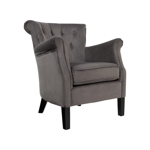 Juliette Fauteuil capitonné coloris Gris vue 3/4