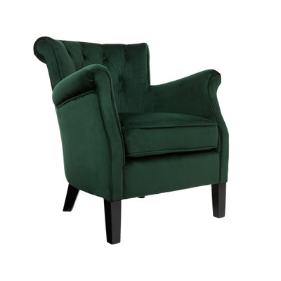 Juliette Fauteuil capitonné coloris Vert vue 3/4