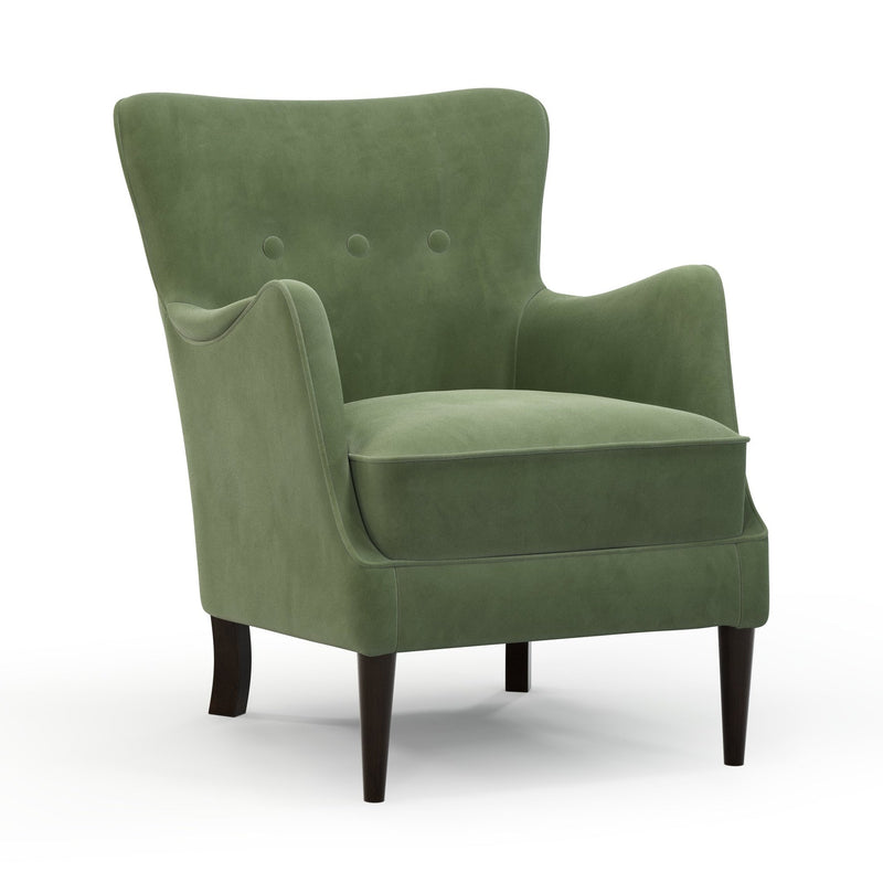 Montparnasse Fauteuil club couleur Velours vert Sauge vue 3/4