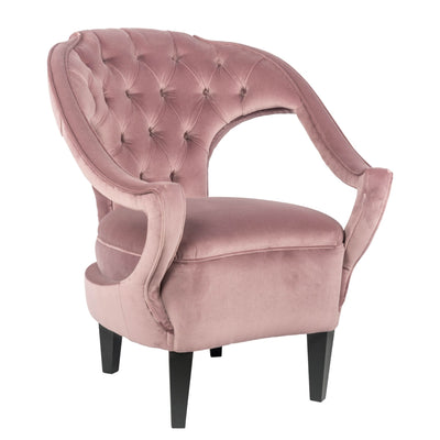 Normandie Fauteuil couture en velours coloris rose