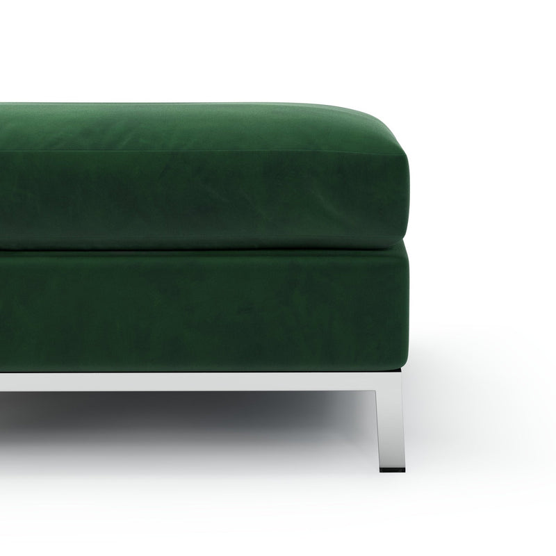 Raspail Pouf pieds chromés couleur Velours vert Sapin vue zoomée