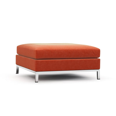 Raspail Pouf pieds chromés couleur Velours orange Mandarine vue 3/4