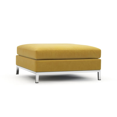 Raspail Pouf pieds chromés couleur Velours jaune Mordoré vue 3/4