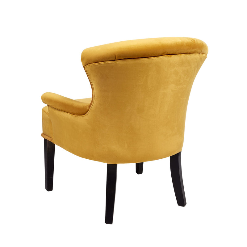 Victoria Fauteuil club couleur velours jaune mordoré vue de dos