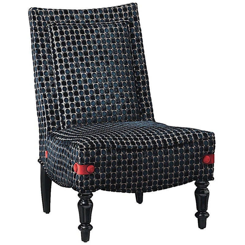 Trocadéro Fauteuil tapissé coloris noir beige et rouge vue 3/4