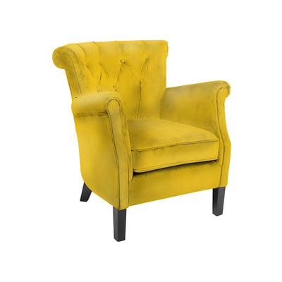 Juliette Fauteuil capitonné coloris Jaune vue 3/4