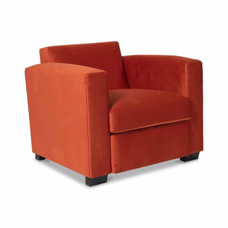 Mandel Fauteuil tapissé coloris rouge orangé vue 3/4 droite