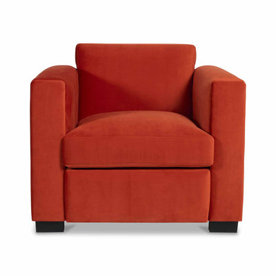 Mandel Fauteuil tapissé coloris rouge orangé vue de face