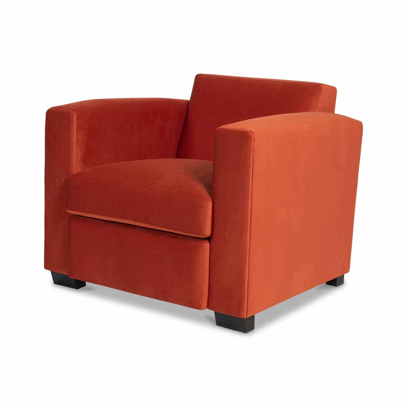 Mandel Fauteuil tapissé coloris rouge orangé vue 3/4