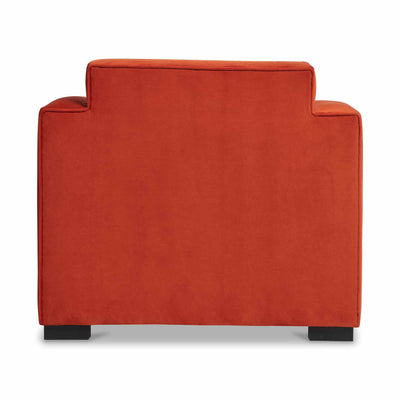 Mandel Fauteuil tapissé coloris rouge orangé vue de dos