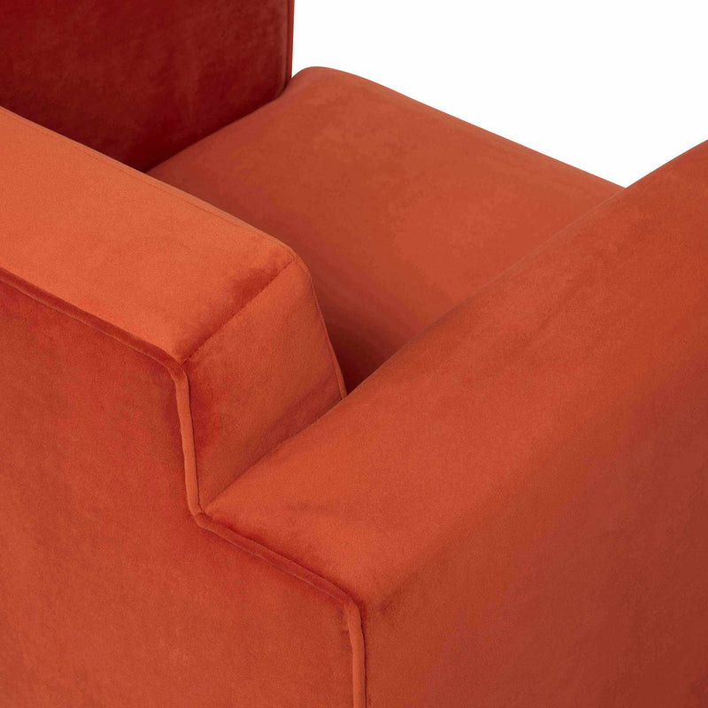 Mandel Fauteuil tapissé coloris rouge orangé vue zoomée de l&