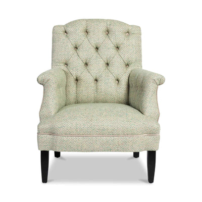 Rivoli capitonné fauteuil tapissée coloris beige vert vue de face