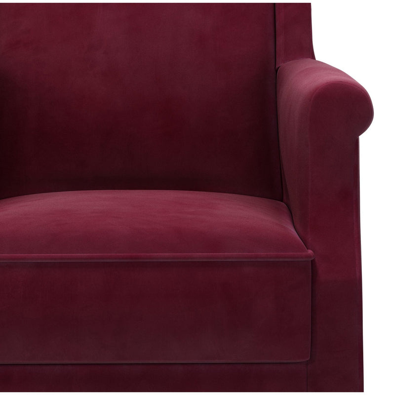 Du Bac Fauteuil club avec poignée couleur Velours Grenat vue zoom