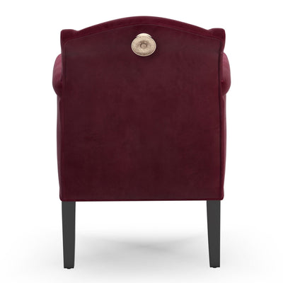 Du Bac Fauteuil club avec poignée couleur Velours Grenat vue de dos