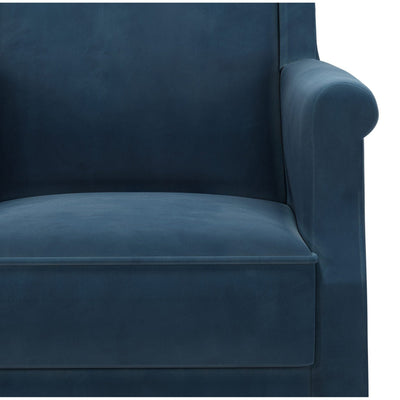 Du Bac Fauteuil club avec poignée couleur Velours bleu Saphir vue zoom