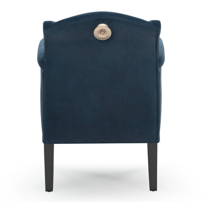 Du Bac Fauteuil club avec poignée couleur Velours bleu Saphir vue de dos