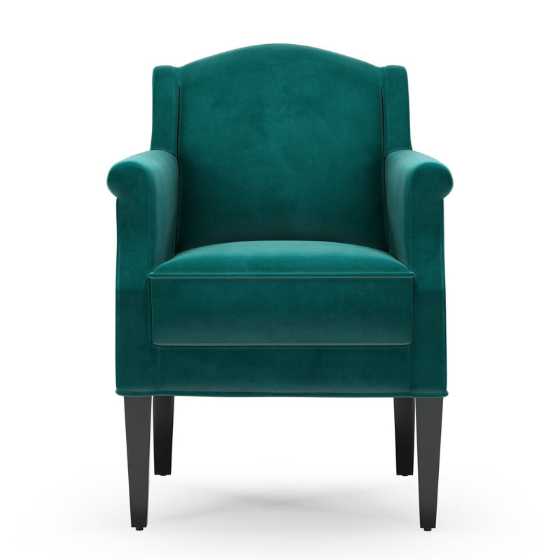 Du Bac Fauteuil club avec poignée couleur Velours vert Pétrole vue de face