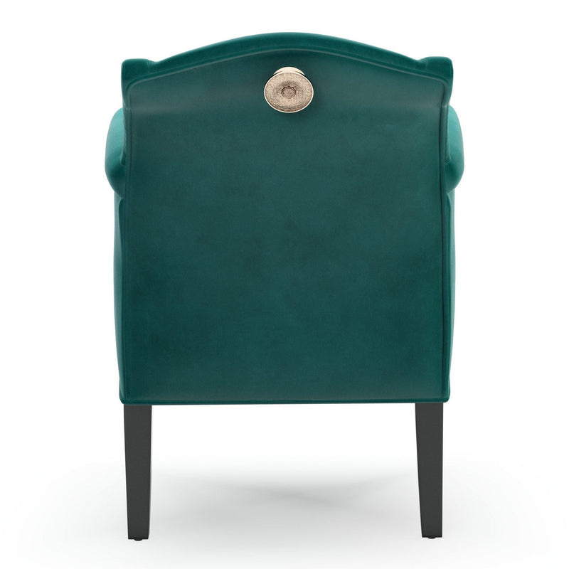 Du Bac Fauteuil club avec poignée couleur Velours vert Pétrole vue de dos