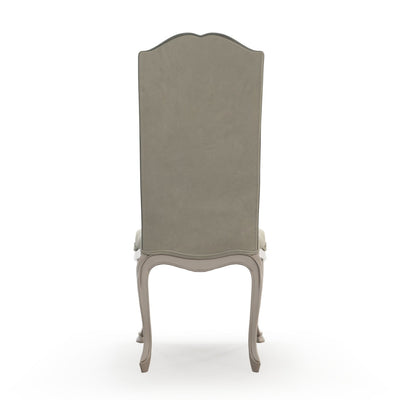 Brienne Chaise haute patine Trianon Velours couleur beige Pierre vue de dos