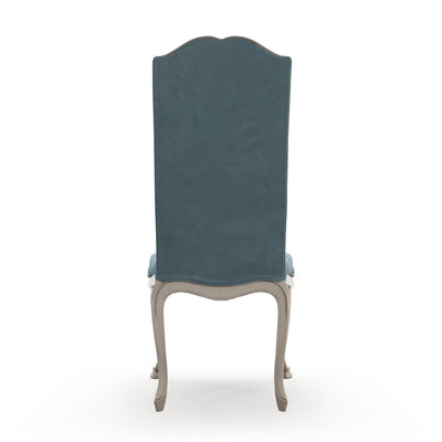 Brienne Chaise haute patine Trianon couleur Velours bleu Denim vue de dos