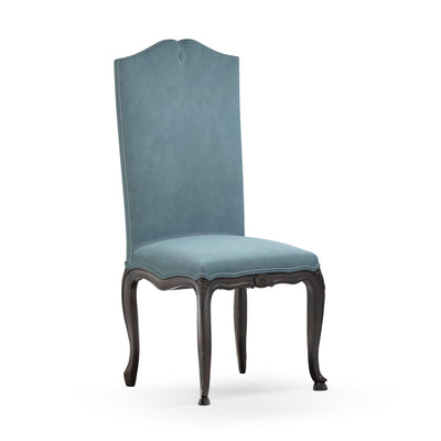 Brienne Chaise haute avec boutons patine Ebène couleur Velours Denim vue 3/4