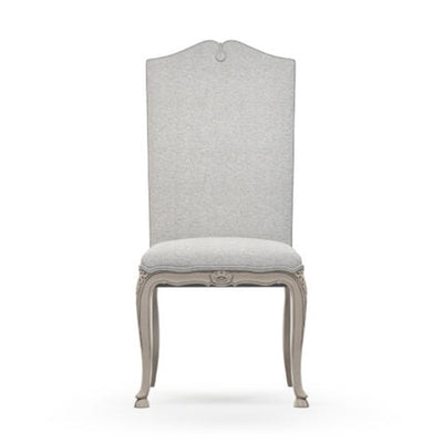 Brienne Chaise haute avec boutons patine Trianon couleur Chiné gris perle vue de face