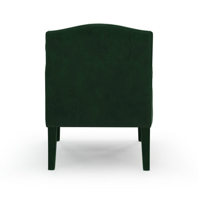 Charles Fauteuil club avec boutons pieds en tissu Velours vert Sapin vue de dos