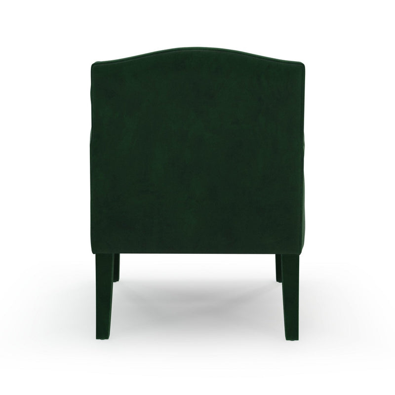 Charles Fauteuil club avec boutons pieds en tissu Velours vert Sapin vue de dos