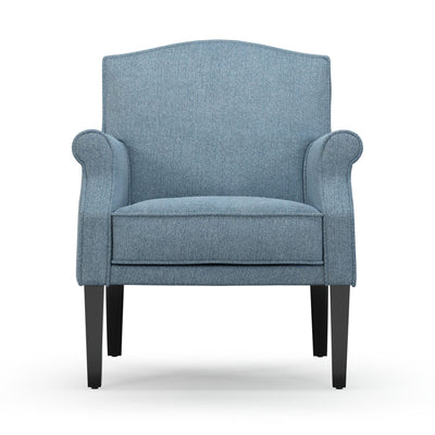 Charles Fauteuil club couleur Chiné bleu Azur vue de face