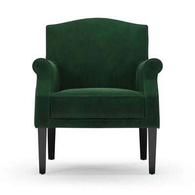 Charles Fauteuil club couleur Velours vert Sapin vue de face