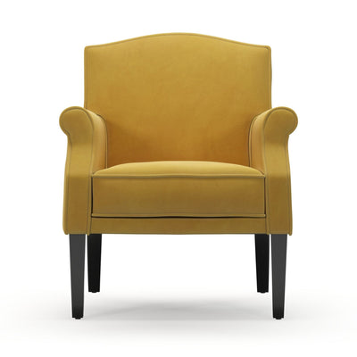 Charles Fauteuil club couleur jaune Velours Mordoré vue de face