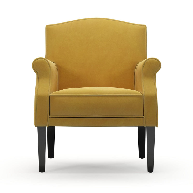 Charles Fauteuil club couleur jaune Velours Mordoré vue de face