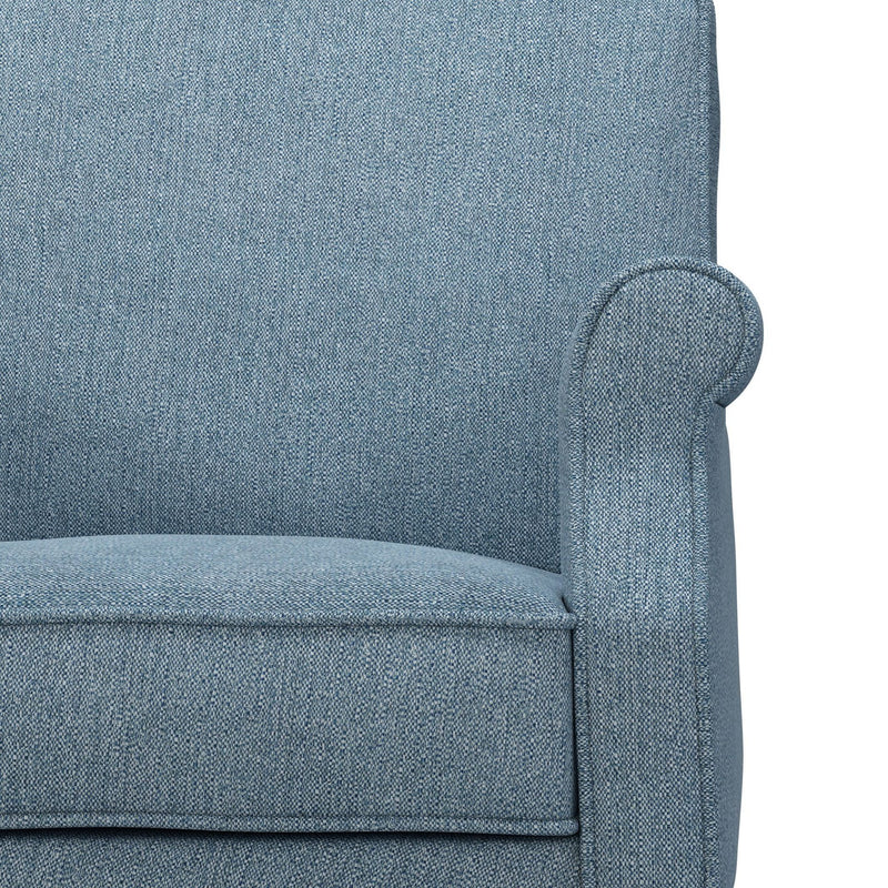 Charles Fauteuil club pieds en tissu couleur Chiné bleu Azur vue zoom