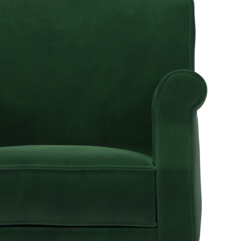 Charles Fauteuil club pieds en tissu couleur Velours vert Sapin vue zoom