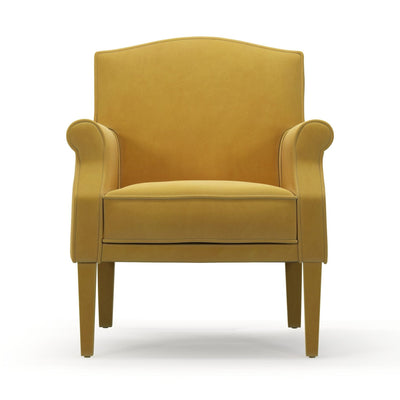 Charles Fauteuil club pieds en tissu Velours jaune Mordoré vue de face