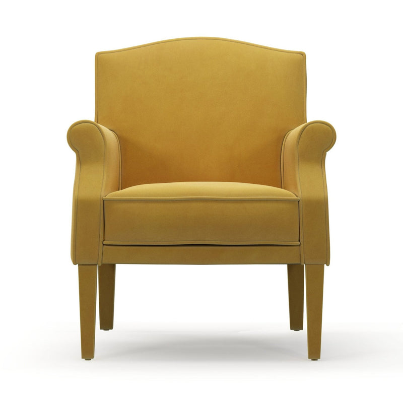 Charles Fauteuil club pieds en tissu Velours jaune Mordoré vue de face