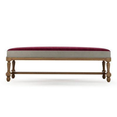 Ecouen Banc plat patine Brienne Grand Modèle  couleur bordeaux grenat vue vue de face