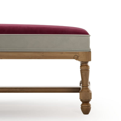 Ecouen Banc plat patine Brienne Grand Modèle couleur bordeaux grenat vue zoomée