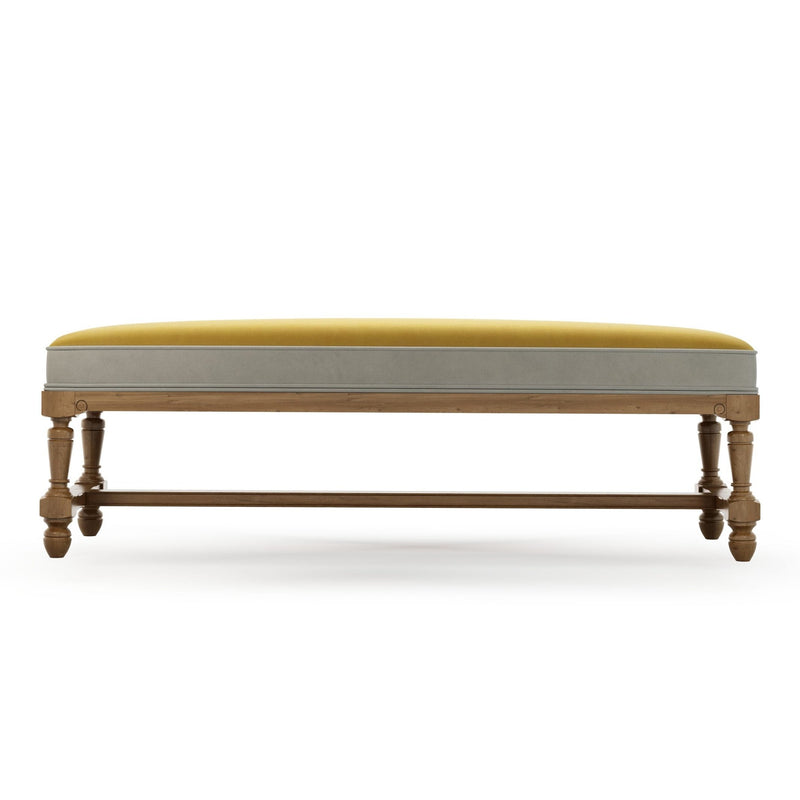 Ecouen Banc plat patine Brienne Grand Modèle  couleur jaune Mordoré vue de face