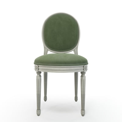 Médaillon Figeac Chaise patine Trianon couleur Velours vert Sauge vue de face