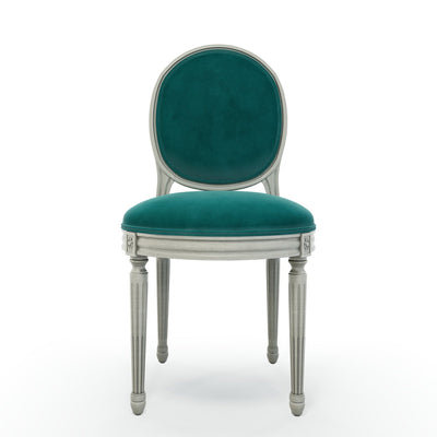 Médaillon Figeac Chaise patine Trianon couleur Velours vert Pétrole vue de face