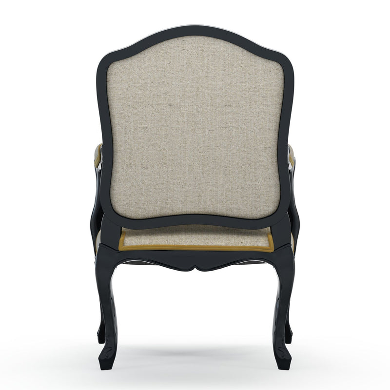 Figeac Fauteuil tapissé patine Ebène couleur Chiné beige Pierre vue de dos