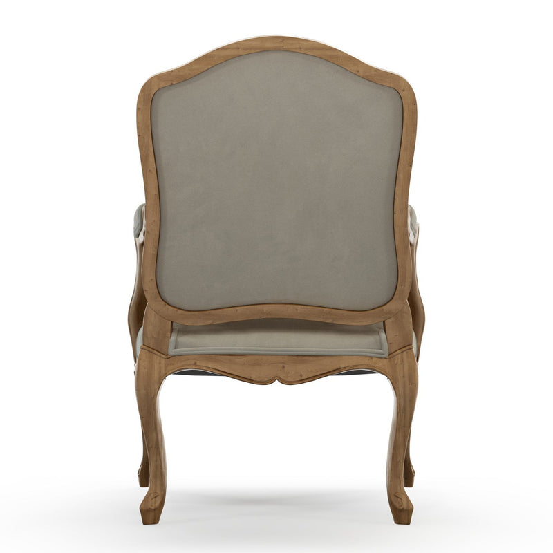 Figeac Fauteuil tapissé patine Brienne couleur Velours beige Pierre vue de dos