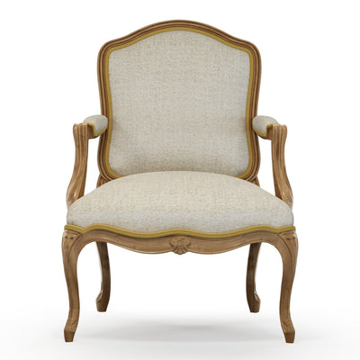 Figeac Fauteuil tapissé patine Brienne couleur Chiné beige Pierre vue de face