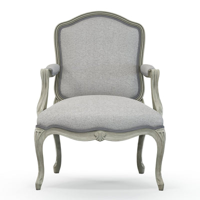 Figeac Fauteuil tapissé patine Trianon couleur Chiné Gris perle vue de face